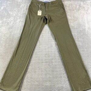Ballin ATWATER Pants Men 34 Olive Modern Fit Chino Unhemmed Luxury Office Preppy